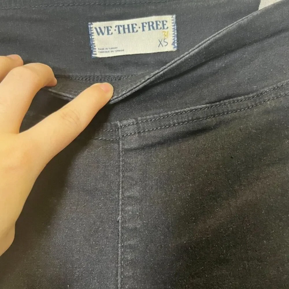 Free People We The Free Black Double Dutch PullOn Slit Skinny Jeans Size XS NWT!
